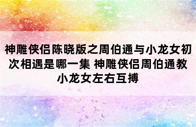 神雕侠侣陈晓版之周伯通与小龙女初次相遇是哪一集 神雕侠侣周伯通教小龙女左右互搏